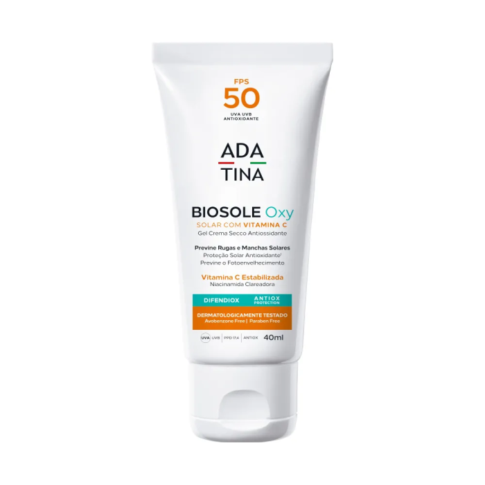 ADA TINA Biosole Oxy FPS 50 Proteção Solar com Vitaminas C e Niacinamida para Peles com Melasma